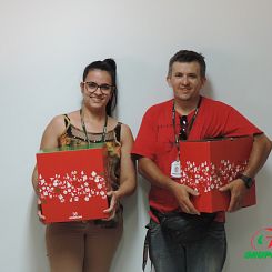 Cesta natalina entregue aos colaboradores.